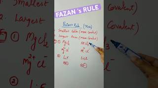 Fajan s rule super trick  chemical bonding short class11 [upl. by Nadruoj]