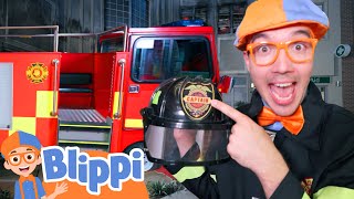 Firefighter Blippi to the Rescue in the Fire Truck  Best Cars amp Truck Videos for Kids [upl. by Nugent634]