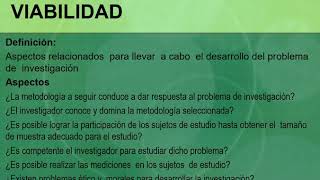 Metodología de Investigación 4 Factibilidad Viabilidad y Utilidad en investigación [upl. by Hennessey]