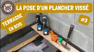 Construire une terrasse en bois sur plots réglables 3 La pose et la fixation du plancher [upl. by Jillene13]