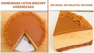 NoBake Homemade Lotus Biscoff Cheesecake  NO Gelatin NO Eggs  Easy Eggless Cheesecake Recipe [upl. by Shena]