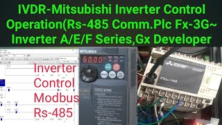 IVDRMitsubishi Inverter Control OperationRs485 CommPlc Fx3G Inverter AEF SeriesGx Developer [upl. by Gilud]