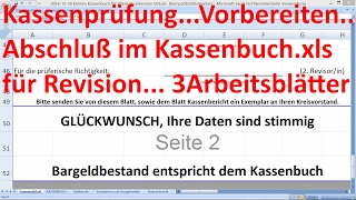 W0307 Kassenprüfung für Revisioren 3 Arbeitsblätter aus Kassenbuchxls [upl. by Ettennaj]