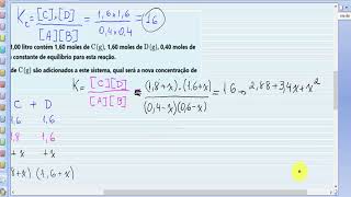 Cálculos de equilíbrio químico perturbação do equilíbrio e princípio de Le Chatelier [upl. by Nepean]