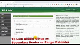 TpLink Router Setup as Secondary Router or Range Extender  Technical Hakim [upl. by Thomasin701]