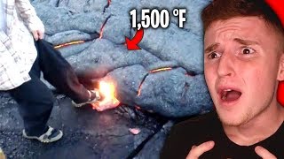 Guy Tries To Step In BOILING HOT LAVA Bad Idea [upl. by Kired]