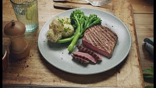 Peppercorn scotch fillet with herbed potatoes [upl. by Elsi]