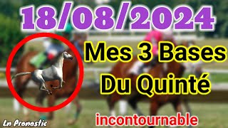 Pronostics PMU Mes 3 bases incontournable DIMANCHE 18 AOÛT 2024 DEAUVILLE [upl. by Aivital]