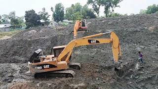 many excavator digging canal cat hitachi komatsu [upl. by Olimreh886]