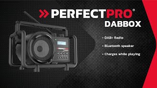 PerfectPro DABBOX JOBSITE RADIO DAB FM BLUETOOTH RECHARGEABLE [upl. by Dlonra984]