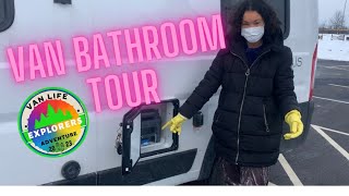 Full tour of van BATHROOM with cassette toilet winnebago vantour [upl. by Abdu]