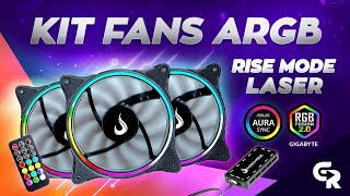 🟢 KIT DE FANS RISE MODE LASER ARGB COM CONTROLADORA  Upgrade no PC do canal  episódio 4 [upl. by Buff844]