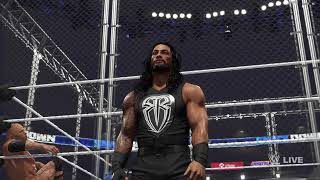 Head of the Table Roman Reigns vs The Final Boss The Rock in Steel Cage Match for Title 2k24 [upl. by Ruddy107]