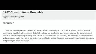 PREAMBLE of the PHILIPPINE CONSTITUTION [upl. by Katherina]