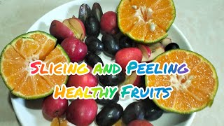 PEELING SLICING SATISFYING HEALTHY FRUITS STRAWBERRYAPPLE BLACKGRAPES CITRUS [upl. by Anahsohs127]