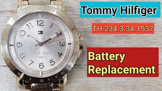 Battery replacement on Tommy Hilfiger TH2343341537  TrendWatchLab  Watch repair channel [upl. by Atenaz]