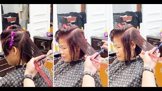 Easy LAYERED BOB Haircut for Women Full Tutorial With Best Hair Cutting Techniques [upl. by Zobias]