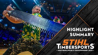 STIHL TIMBERSPORTS® Individual World Championship 2023  competition highlights [upl. by Ecyak]