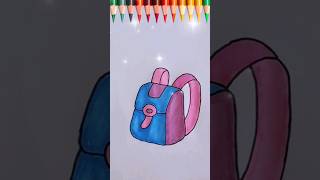 How to Draw A School Bag Step By Step Easy shorts Drawing PurprizeZee [upl. by Kirschner]