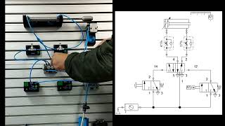 PRÁCTICA 4 CICLO ÚNICO NEUMÁTICO CON VÁLVULA 5 2 BIESTABLE [upl. by Bilbe]