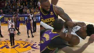 LBJ SWINGS AT JAREN JACKSON JR FACE amp HUGE FIGHT BREAKS OUT LEBRON POINTED OUT amp JA HEATED [upl. by Beauchamp]