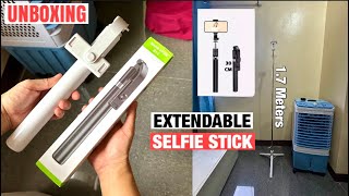 Unboxing 17m Extendble TripodMonopod Selfie Stick w Bluetooth Shutter  Review [upl. by Nylorak987]