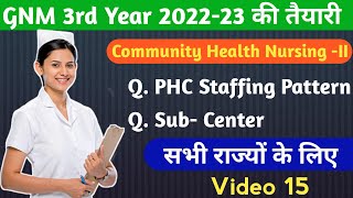 GNM 3rd Year PHC Staffing Pattern amp Sub  Centre सभी राज्यों के लिए Video 15 medicalnursing [upl. by Aifos]