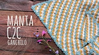 Tutorial Manta o Cobija Bebé C2C Ganchillo  Crochet [upl. by Gilboa91]