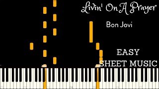 LIVIN ON A PRAYER  EASY PIANO SHEET MUSIC  PATREON REWARD [upl. by Assilac]