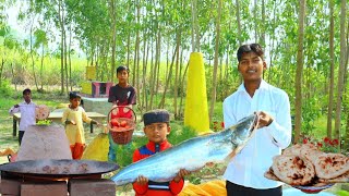 How to make 10kg fish  Ultimate royal fish and Tandoori roti  Fish recipe  Village field food [upl. by Assilen]