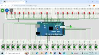 Arduino mega project 18 LEDs with push button  Arduino project in Wokwi simulator [upl. by Apul]