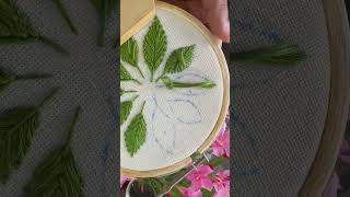 Super easy leaf embroidery beginners embroidery handembrioderyforbeginners [upl. by Chrissy884]