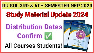 Du sol 3rd amp 5th semester study material distribution update 2024  sol 3rd amp 5th semester update [upl. by Rodgers405]