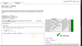 Codingbat  front3 Python [upl. by Publias]