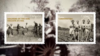 Commemorative stamps honour the farmerettes and Soldiers of the Soil [upl. by Silvie]