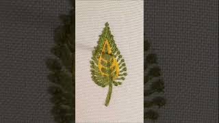 Autumn Leaves Wool Embroidery 2 leaves  Decorative Stitches Short [upl. by Guillemette857]