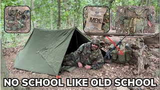 Solo Overnight Practicing Misery in The Woods with Old School Military Gear [upl. by Eserahs549]