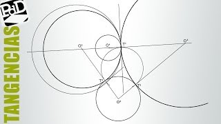 Circunferencias tangentes a dos circunferencias conociendo un punto de tangencia potencia [upl. by Aleksandr]