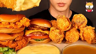 ASMR MUKBANG CHEESY FRIED CHICKEN amp CHICKEN SANDWICH amp DOUBLE CHEESEBURGER amp SPAGHETTI No Talking [upl. by Aihsi]