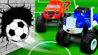 ¡Juego de Fútbol con Blaze y otros coches Juguetes de The Monster Machines [upl. by Aeli]