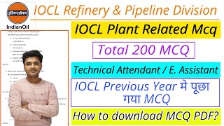 IOCL Related 200 MCQ  IOCL Plant Related Mcq IOCL Previous Year Questions iocl mcq question [upl. by Llenil90]