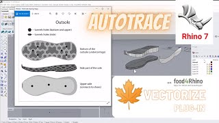 How to AutoTrace an image into curves in Rhino 7 using Vectorize  Shoe Design Image to 3D Model [upl. by Novyak]