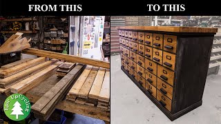 Apothecary Cabinet Workbench Made From Pallet Wood Worktop Offcuts and Oak Flooring [upl. by Mila]