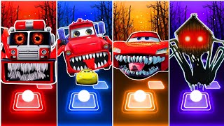 Fire Truck Eater vs Cars Mater Exe vs Lighting McQueen Eater vs Spider House Head  Tiles Hop [upl. by Namaan]