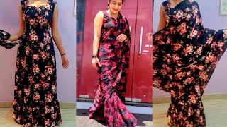 Saree style gown  talented Ritu Ishan Jaisi dress  two in one dress [upl. by Colby]