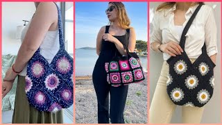 Elegant Easy Trendy Clothes Cute Fun Crochet Shoulder Hand Bags Free Patterns Diy 1 Hour Projects [upl. by Mansur]