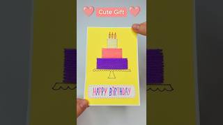 Cute Gift Idea 💝 Happy Birthday Greeting Card 🎂 Birthday Cake Made from Knitting Thread  DIY Crafts [upl. by Euqinomahs]