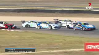 Race 1 Highlights  Porsche Michelin Sprint Challenge  2024 Race Tailem Bend [upl. by Ieppet]