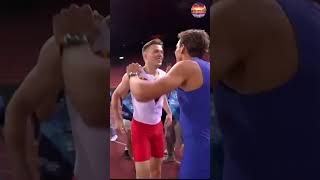 Duplantis vs Warholm 100m olympics 2024 athletics sports [upl. by Anaiad]