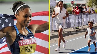 Allyson Felix Running On Track With Her Daughter And Introduces Nursery For Athlete Moms At Olympics [upl. by Gustafson103]